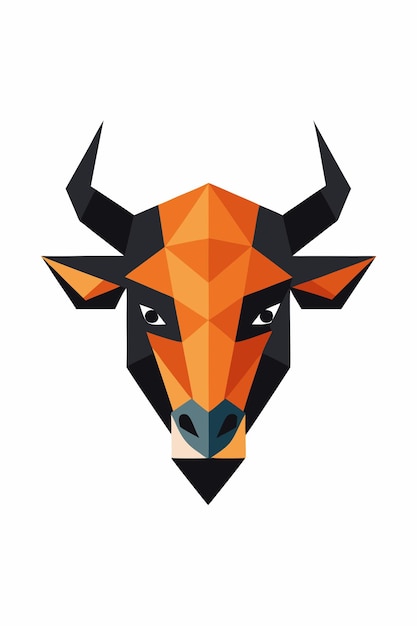Vector de retratos de toro geométrico sobre un fondo blanco