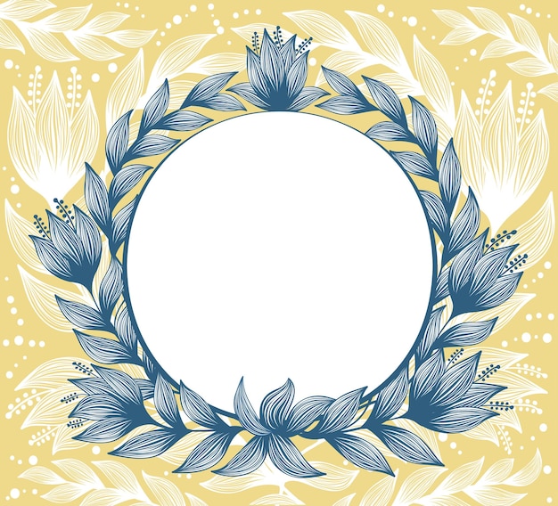 Vector, retro, borde, marco, grabado, con, floral, ornamental, patrón, vendimia, estilo, decorativo, diseño, forma redonda