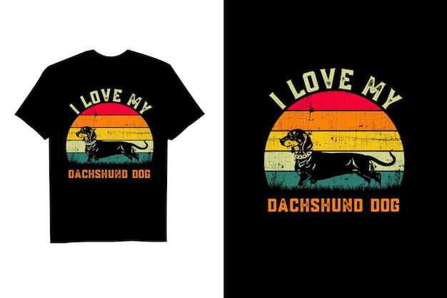 Vector retro Dachshund Diseño de camisetas para perros inspiradas en el vintage