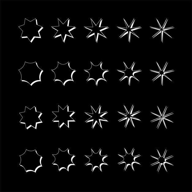 vector retro elementos de diseño futurista estrella Gráficos retro establecen tendencias de diseño de los años 80 y vintage
