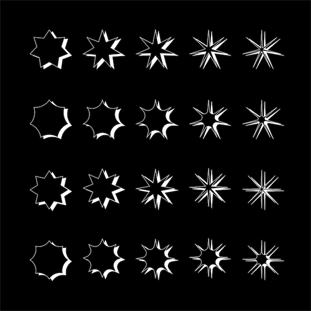 vector retro elementos de diseño futurista estrella Gráficos retro establecen tendencias de diseño de los años 80 y vintage