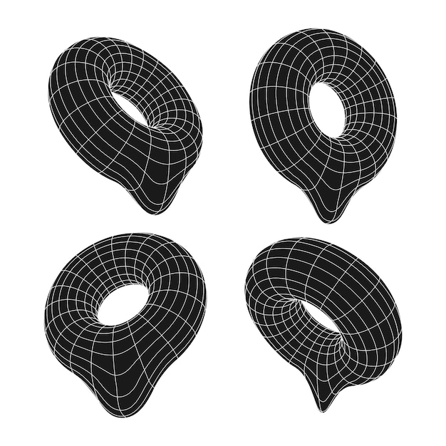 vector retro elementos de diseño futurista toro 3D gráficos retro set 80 tendencias de diseño y vintage