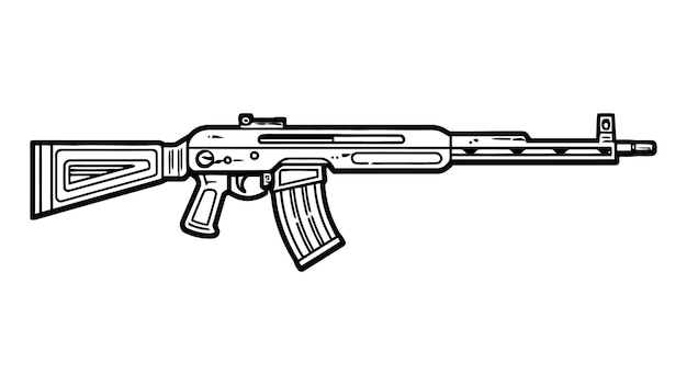 Vector vector de rifle de asalto aislado en fondo blanco arma de rifle de asalto