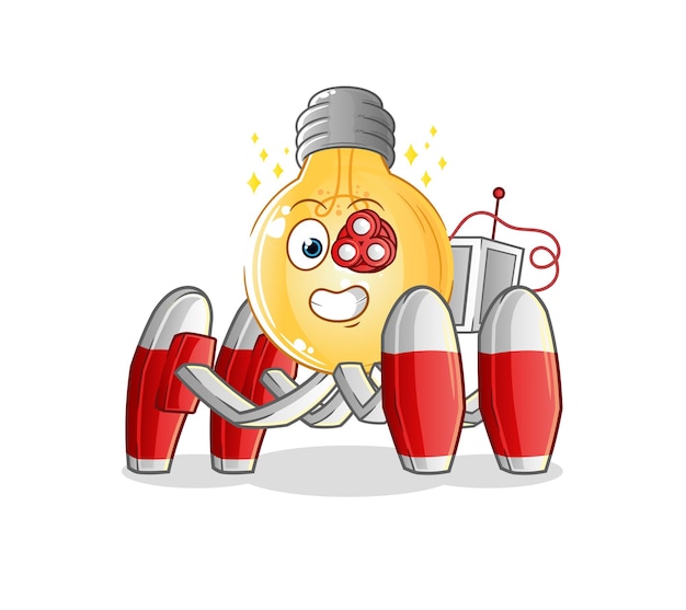 Vector de robot futuro de bombilla. personaje animado
