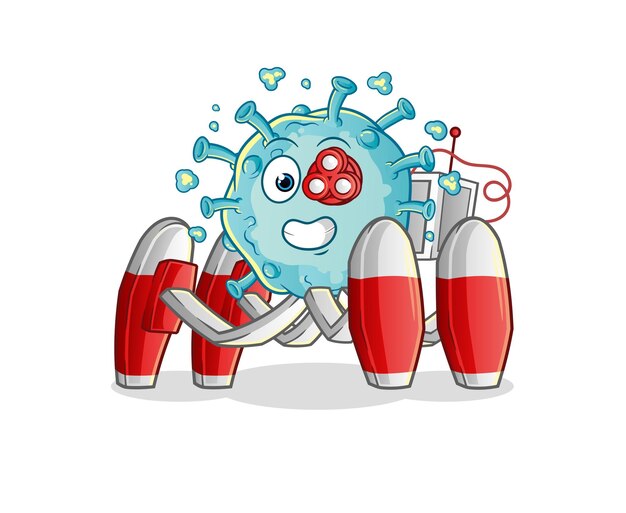 Vector de robot futuro del virus corona. personaje animado