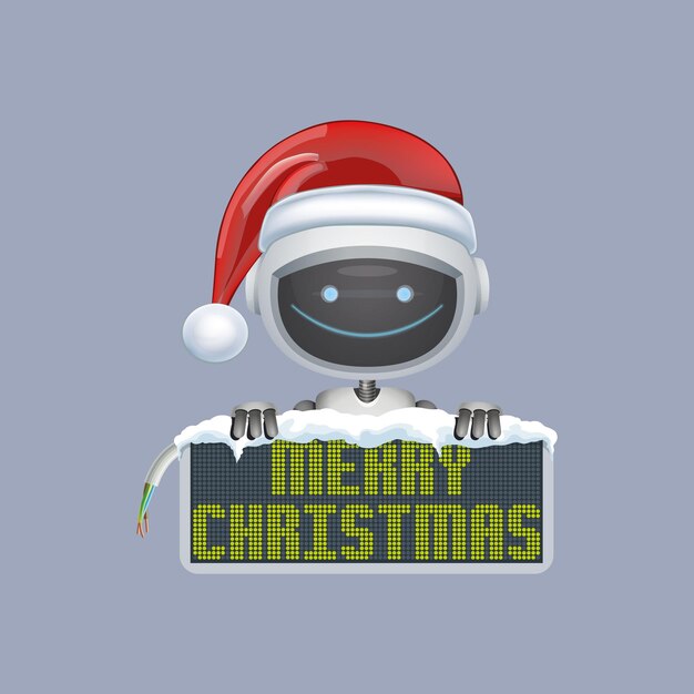 Vector robot con el signo de Feliz Navidad 1