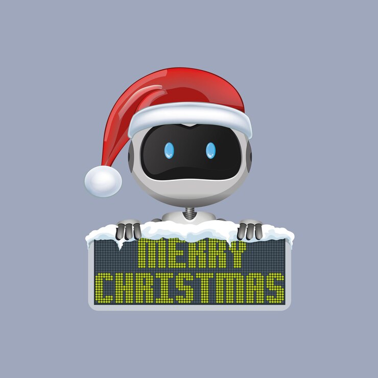 Vector vector robot con el signo de feliz navidad 3