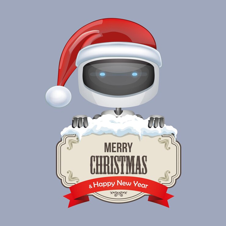 Vector vector robot con el signo de feliz navidad 9