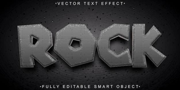 Vector de roca gris Efecto de texto de objeto inteligente totalmente editable