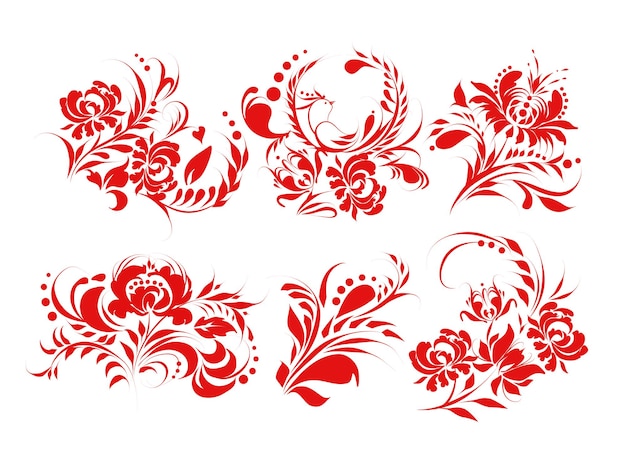 vector rojo ornamento ucraniano pintura de Petrykivka