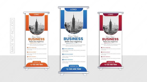 Vector roll up banners para marketing empresarial