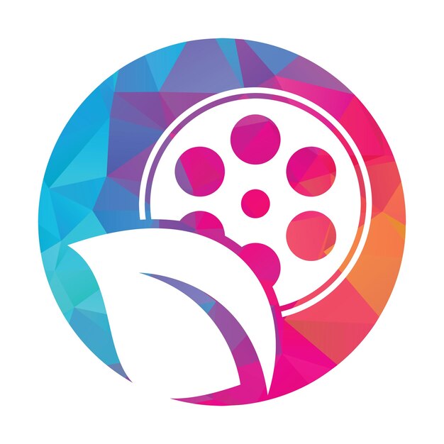 Vector de rollo de película de hoja Vector de diseño de icono de logotipo