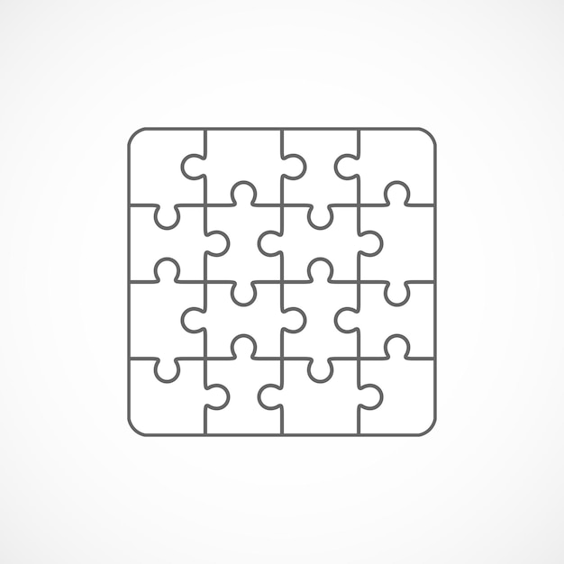 Vector de rompecabezas, plantilla simple en blanco dieciséis elementos