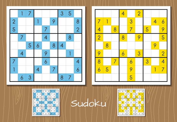 Vector vector de rompecabezas de sudoku de color con respuestas
