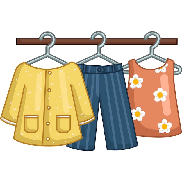 un vector de la ropa colgada