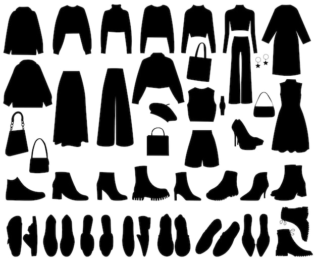 Vector de ropa para mujeres de siluetas.