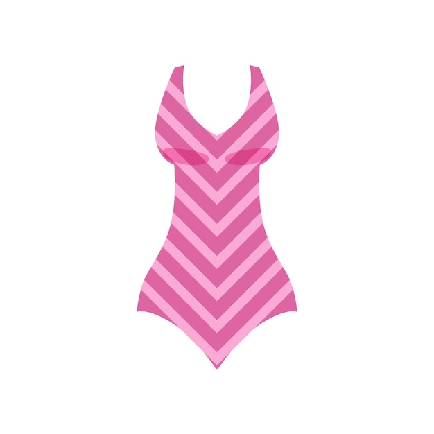 Vector de ropa de playa de moda de mujer de traje de baño a rayas rosa ilustración sobre un fondo blanco