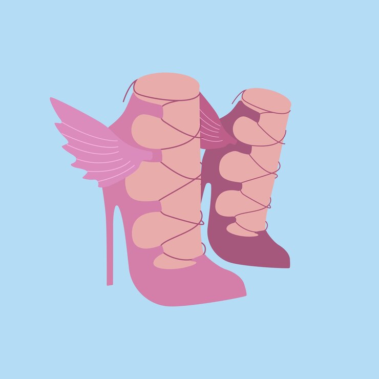 Vector vector rosas zapatos de moda juego de zapatos rosados de moda de tacón alto zapatos glamurosos estilo barbie