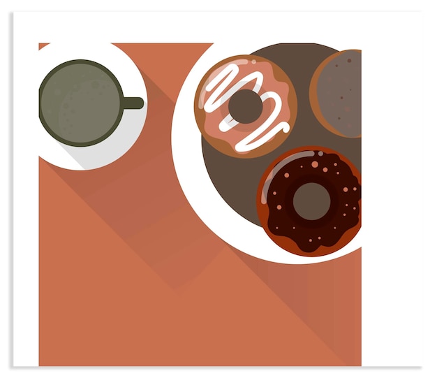 Vector de rosquillas y café