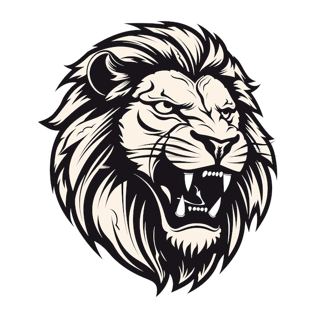 Vector, rugiente, cabeza de león, mascota, cara, para, logotipo, emblema, etiquetas, plantilla, camiseta, elemento de diseño