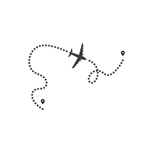 Vector de ruta de línea de vuelo de avión con diseño de ilustración de punto de inicio