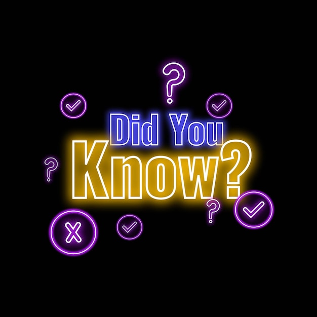Vector ¿Sabías que el letrero de neón para descarga Gratuito Glowing ¿Sabías icono ¿Sabías pegatina