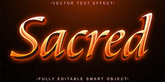 Vector sagrado dorado oscuro Efecto de texto de objeto inteligente totalmente editable