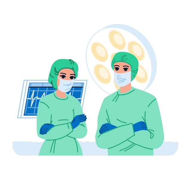 Vector de la sala de operaciones de los cirujanos