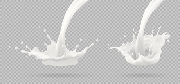 Vector de salpicaduras lácteas de chorro de leche líquido blanco realista en fondo aislado ilustración 3D