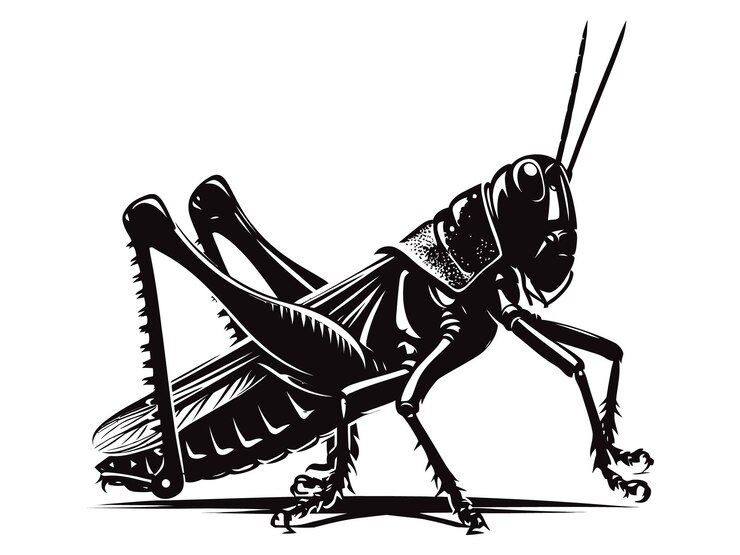 Vector de saltamontes con fondo blanco