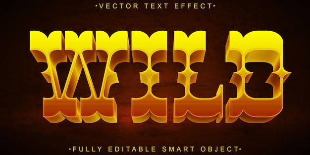 Vector salvaje marrón de dibujos animados Efecto de texto de objeto inteligente totalmente editable