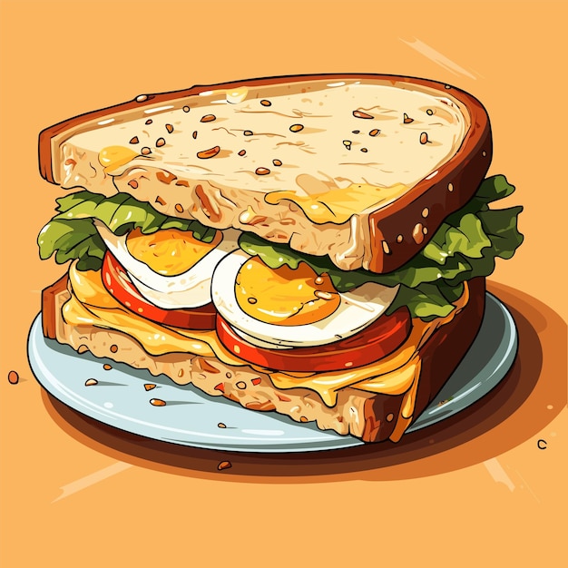 Vector vector de sándwich de medio huevo