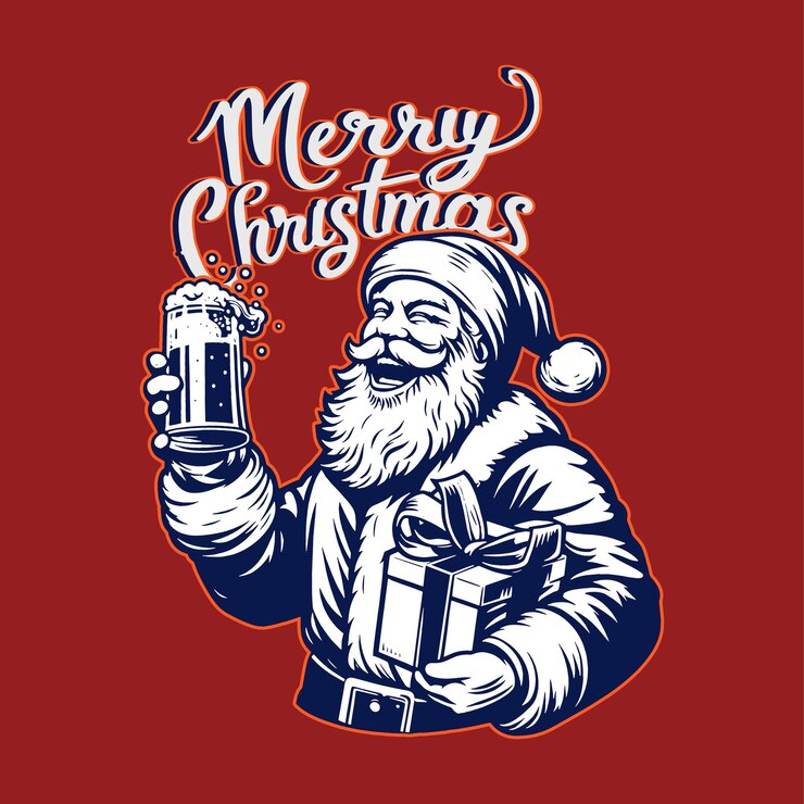 Vector Santa Claus disfruta de un trago una cerveza