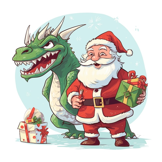 Vector santa con el dragón verde