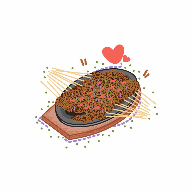 Vector Sate comida popular de Java con lindo adorno