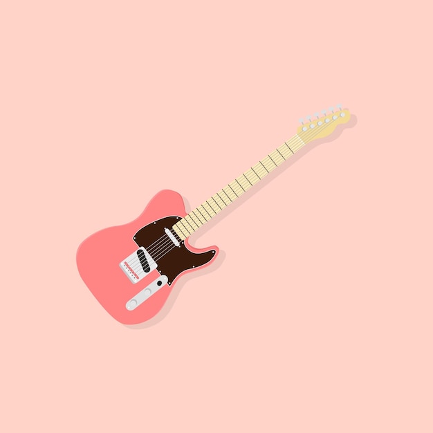 Vector de seis cuerdas de guitarra eléctrica roja