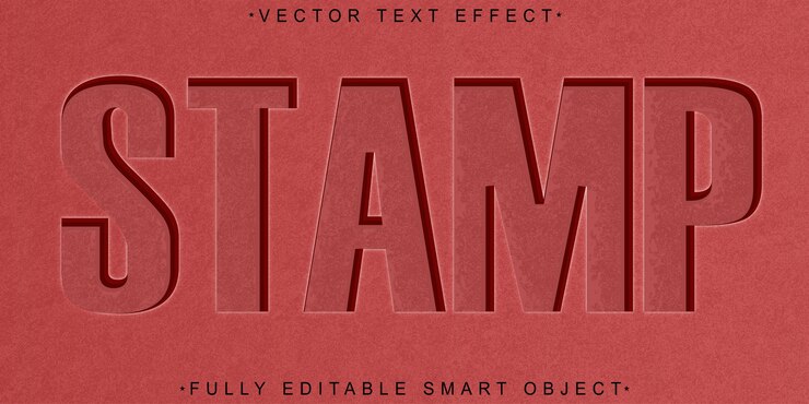 Vector vector de sello rojo efecto de texto de objeto inteligente totalmente editable