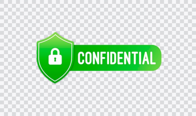 Vector de sello verde confidencial aislado sobre fondo transparente Icono plano Ilustración vectorial
