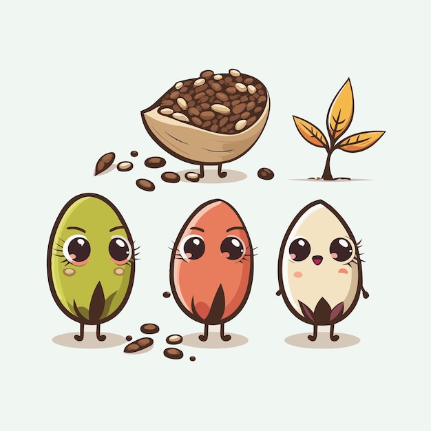 Vector semilla lindo estilo de dibujos animados