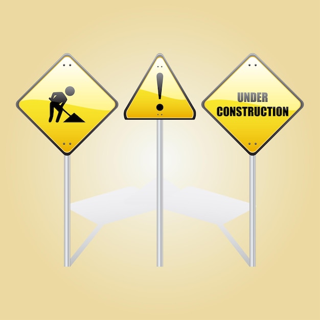 vector de señal de advertencia de construcción