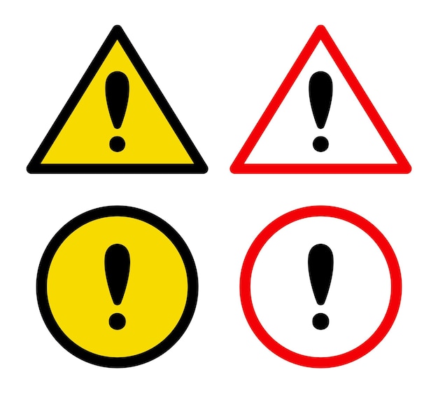 Vector señal de advertencia signo de exclamación cuidado con los iconos
