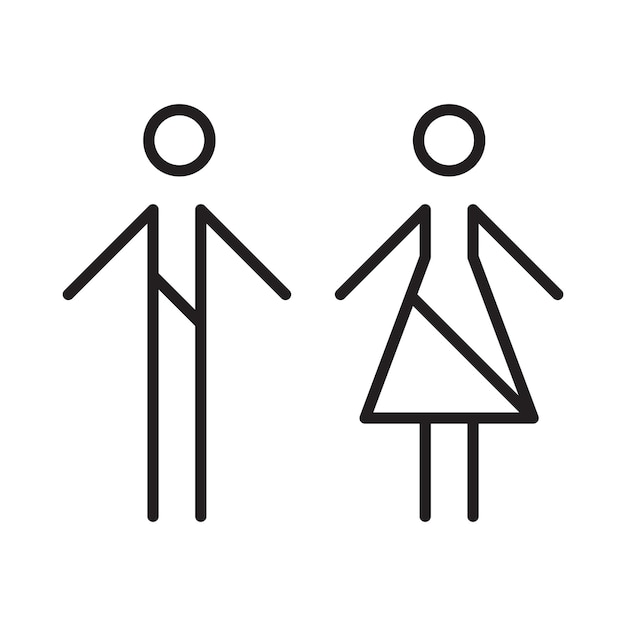 Vector de señal de baño con símbolo de hombre y mujer en una ilustración de pictograma de glifo