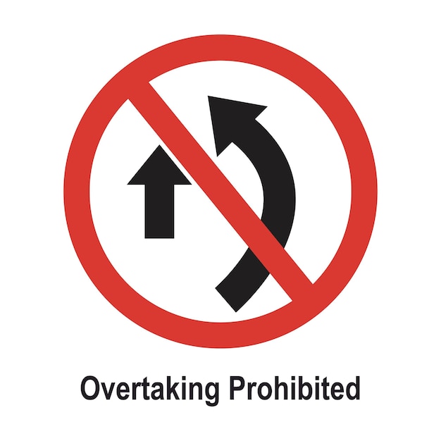 Vector de señal de carretera de adelantamiento prohibido