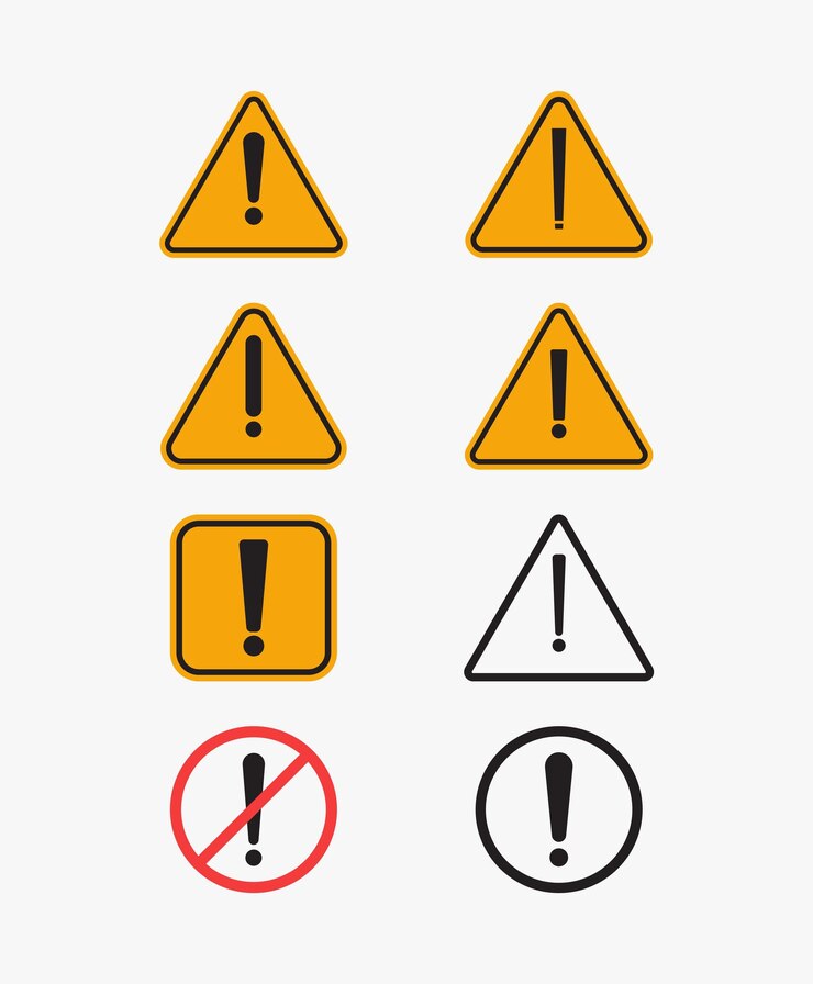 Vector de señal de peligro de advertencia con icono de signo de exclamación
