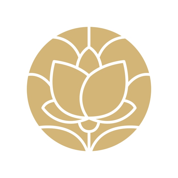Vector sencillo logotipo de flor de loto línea beige plantilla de diseño elemento elegante