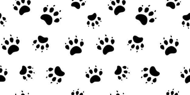 Vector sendero de vida silvestre patrón sin costuras con zorro y lobo patas pasos silueta negra huellas de animales en