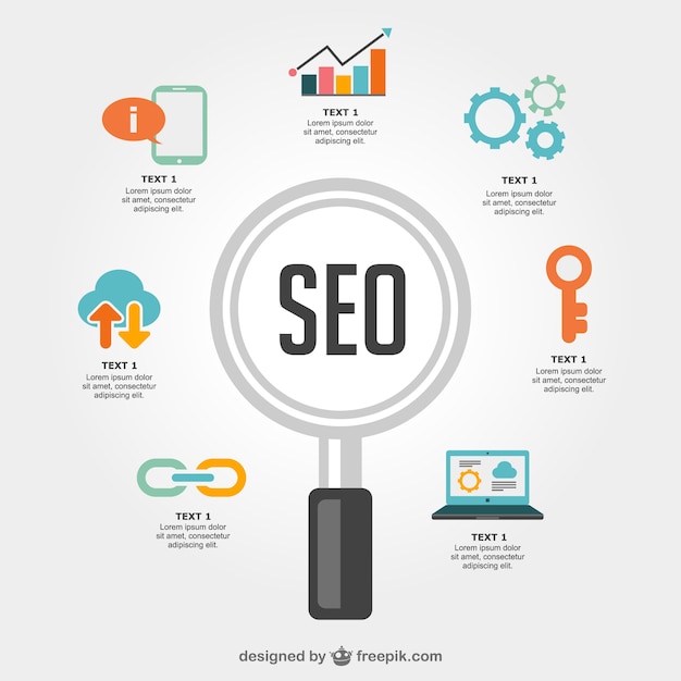 Vector vector seo con lupa