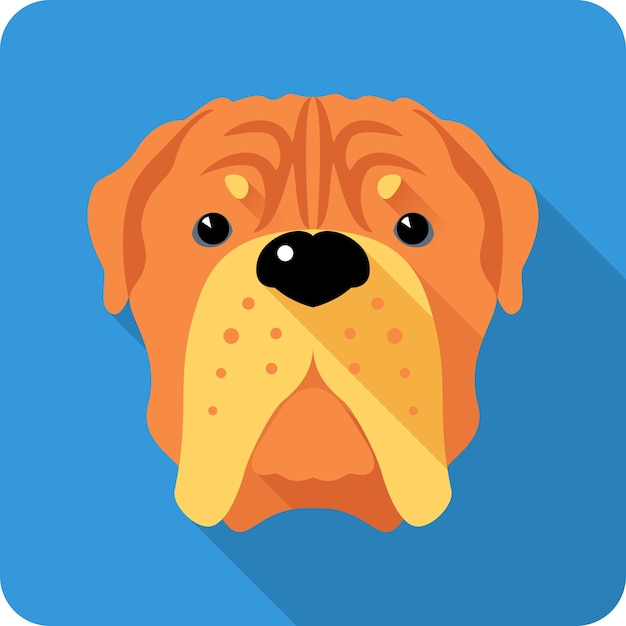 Vector serio perro mastín francés o dogo de burdeos icono diseño plano