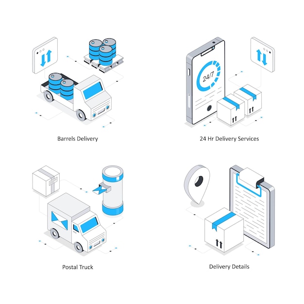 Vector de servicio de entrega Ilustración isométrica Eps 10 Conjunto de archivos 8