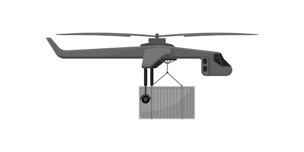 Vector vector de servicio de transporte de carga de helicópteros de transporte ilustración aislada sobre un fondo blanco